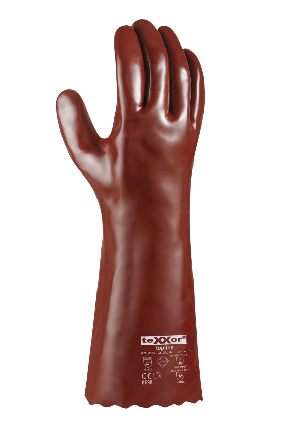 Kırmızı Renkli teXXor Topline PVC Eldiven - 35 cm Boy