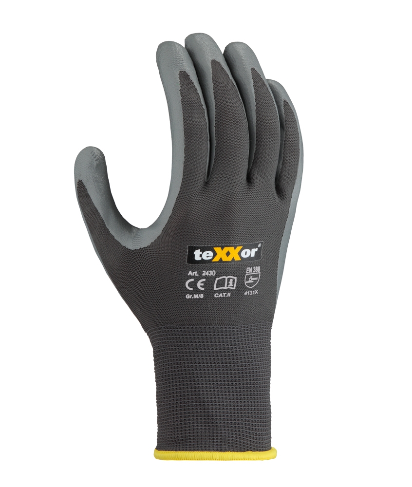 teXXor Gri Nitril Kaplı Polyester Eldiven, topline 2141