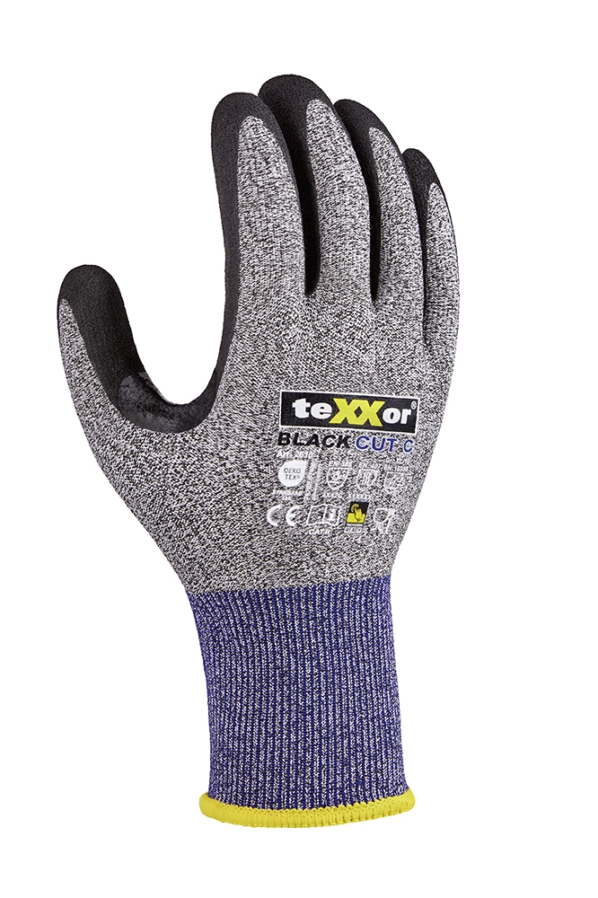 teXXor Black Cut C Koruyucu Eldiven - Gri-Melanj/Mavi/Siyah