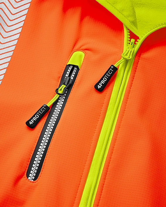 4PROTECT Softshell Ceket HOUSTON, Neon Turuncu/Neon Sarı