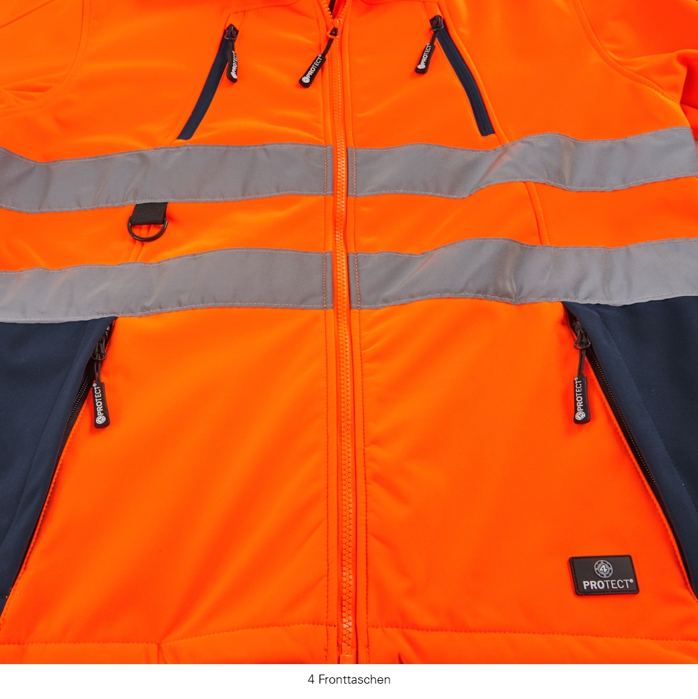 4PROTECT® Softshell Ceket PITTSBURGH, Neon Turuncu/Lacivert