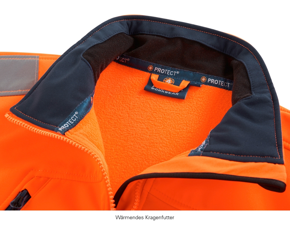 4PROTECT® Softshell Ceket PITTSBURGH, Neon Turuncu/Lacivert