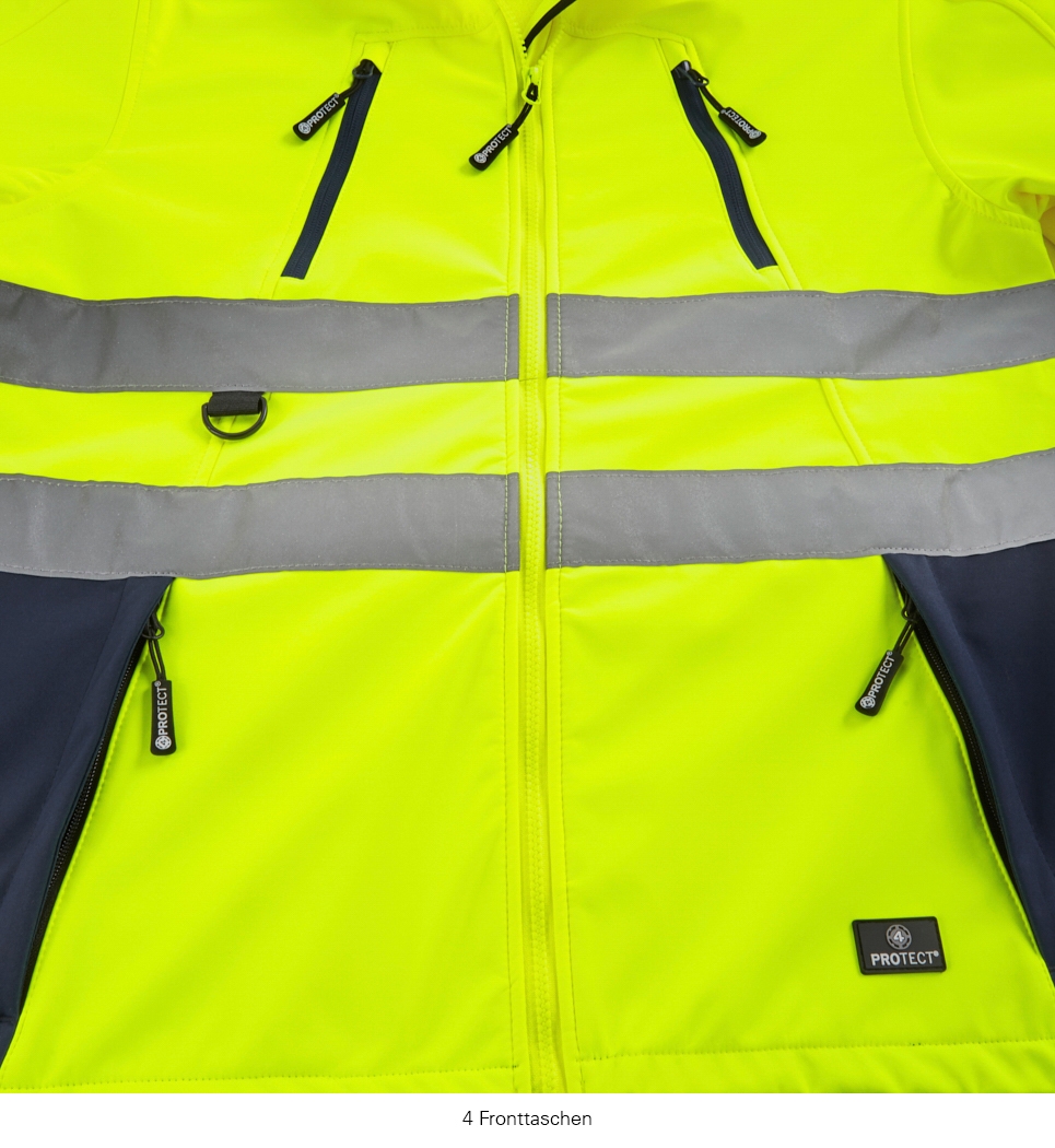 4PROTECT® Softshell Ceket PITTSBURGH, Neon Sarı/Lacivert