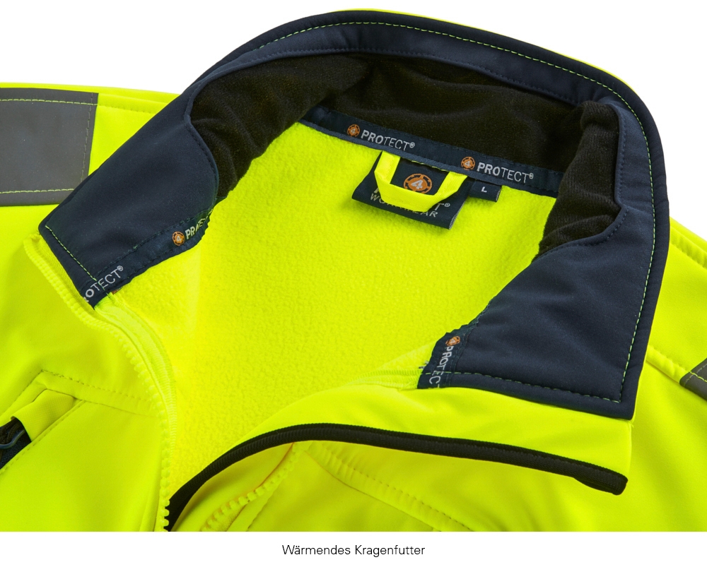 4PROTECT® Softshell Ceket PITTSBURGH, Neon Sarı/Lacivert