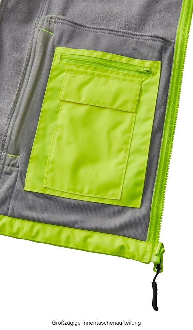 4PROTECT® Softshell Ceket TYLER, Yüksek Görünürlük Siyah