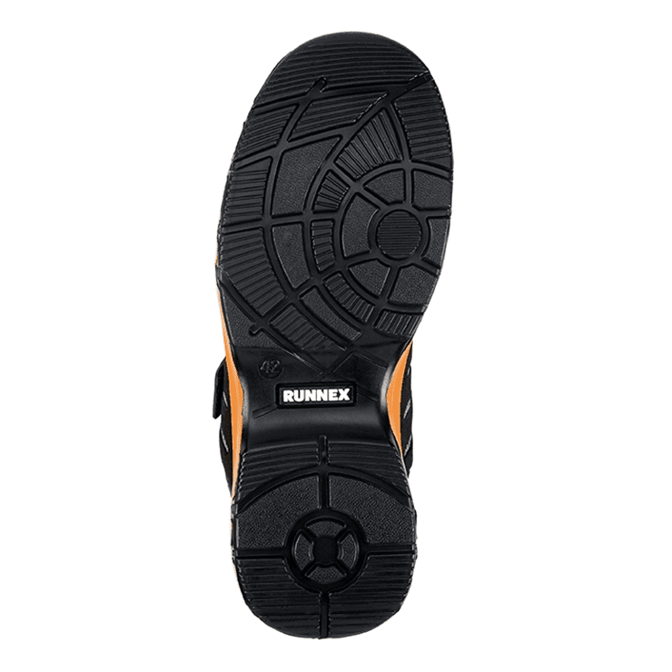 RUNNEX FlexStar S1P ESD Safety Sandal, Black/Orange